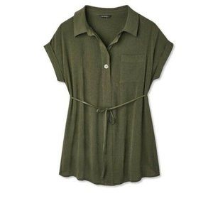 NWT Green Woven Button Up Shirt Maternity XL